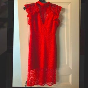 Alexis red lace Body Con dress